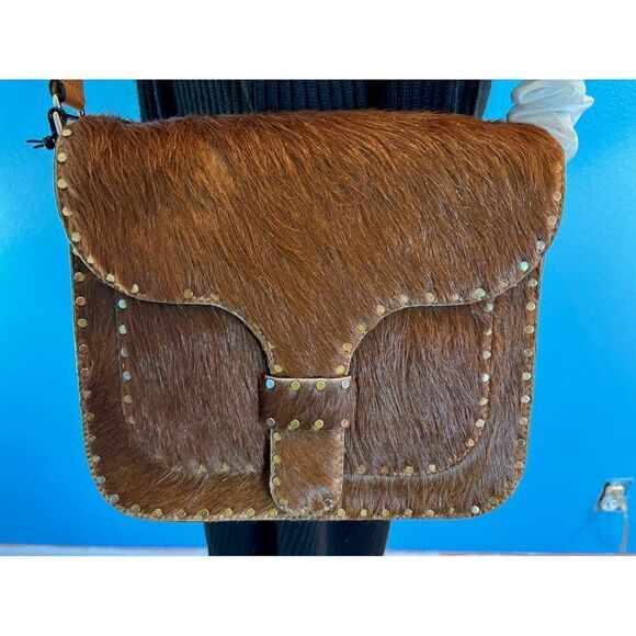 NWT Rebecca Minkoff Crossbody Messenger Bag Large Brown Calfhair/Sand Pockets - Picture 1 of 14